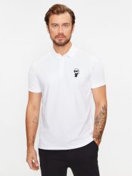 KARL LAGERFELD Polo 745022 500221 Biały Regular Fit. Białe koszulki polo KARL LAGERFELD, m, bez wzorów, z bawełny, bez kołnierzyka, bez ramiączek. Za 249.99 zł.