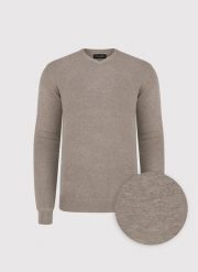 PAKO LORENTE - Jasnobrązowy sweter męski v-neck. Swetry nierozpinane Pako Lorente, na jesień, l, bez wzorów, z nylonu, bez kołnierzyka, bez ramiączek. Za 99.99 zł.