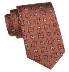 Męski Krawat - Angelo di Monti - Miodowy, Wzór Geometryczny. Pomarańczowe krawaty i muchy Angelo di Monti, bez wzorów, z tkaniny. Za 45.00 zł.