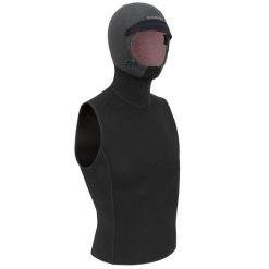 Top surfingowy Olaian z neoprenu 1 mm z kapturem 2 mm. Czarne bezrękawniki OLAIAN, xl, bez wzorów, z neoprenu, bez kołnierzyka, bez ramiączek. Za 199.99 zł.