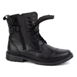 Olivier Buty męskie botki militarne motocyklowe skórzane 83KZ czarne. Czarne botki sznurowane na zimę, bez wzorów, bez obcasa, bez zapięcia. Za 453.66 zł.