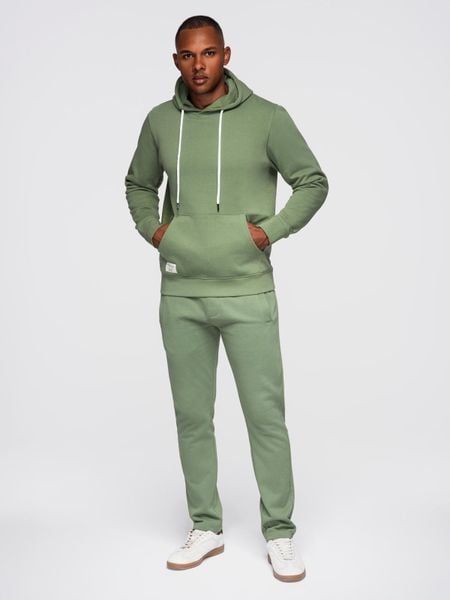 Komplet dresowy męski set bluza z kapturem + spodnie regular fit - jasnozielony V3 - Rozmiar: XL. Zielone bluzy z kapturem Ombre Clothing, m, z aplikacjami, z bawełny, z kapturem. W wyprzedaży za 237.99 zł.
