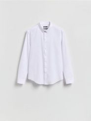 Koszula slim fit - biały. Białe koszule Reserved, l, bez wzorów, z tkaniny, bez kołnierzyka, bez ramiączek. Za 129.99 zł.