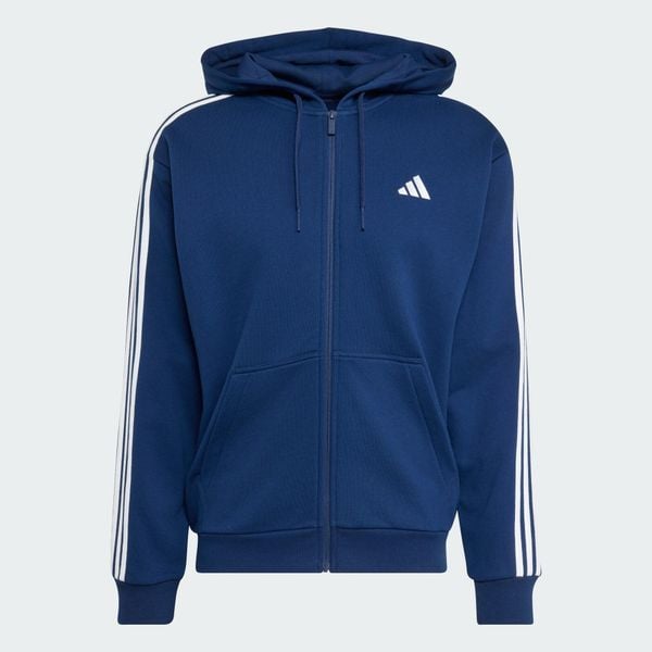 Bluza z kapturem z suwakiem na całej długości Essentials 3-Stripes French Terry. Białe bluzy z kapturem Adidas, l, bez wzorów, z bawełny, z kapturem. Za 279.00 zł.