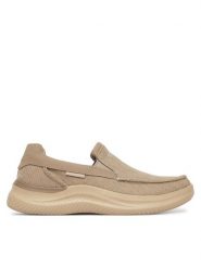 Skechers Półbuty Relaxed Fit: Hasting - Fielden 205066/TPE Beżowy. Brązowe eleganckie półbuty Skechers, bez wzorów, z materiału, bez obcasa, bez zapięcia. Za 289.99 zł.