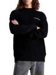 Calvin Klein Sweter w kolorze czarnym rozmiar: L. Czarne swetry nierozpinane CALVIN KLEIN, l, bez wzorów, z bawełny, bez kołnierzyka, bez ramiączek. Za 221.95 zł.