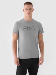 4F T-shirt regular męski 4F x Robert Lewandowski - szary S. Szare t-shirty 4F, m, bez wzorów, z bawełny, bez kołnierzyka, bez ramiączek. W wyprzedaży za 49.99 zł.