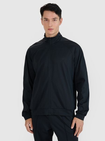 4F Bluza treningowa rozpinana bez kaptura męska - czarna M. Czarne bluzy bez kaptura 4F, m, bez wzorów, z dzianiny, bez kaptura. W wyprzedaży za 139.99 zł.