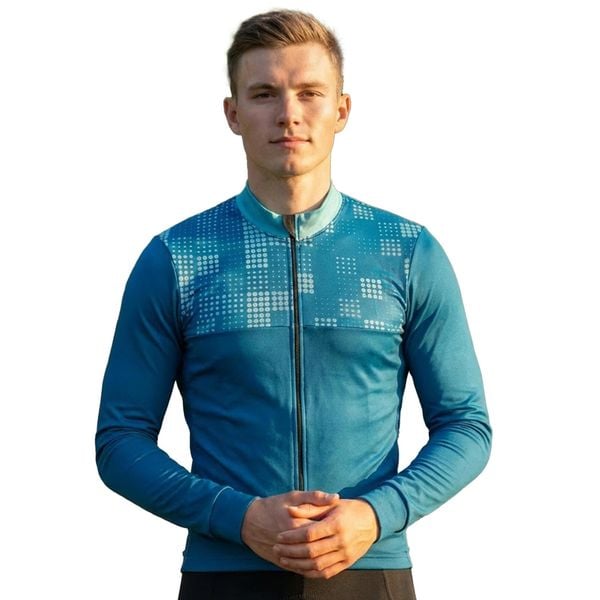 Ocieplona koszulka kolarska z długim rękawem Ordino. Niebieskie bluzy C-LAB, na zimę, m, bez wzorów, bez kaptura. Za 495.83 zł.