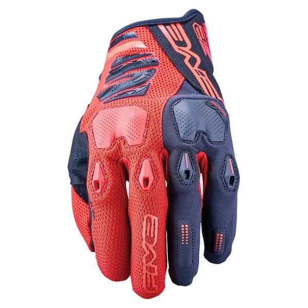 Rękawiczki ENDURO 2 - CZARNO-CZERWONE - S/8. Czarne rękawiczki FIVE GLOVES, bez wzorów. Za 221.00 zł.