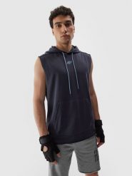 4F Bluza dresowa bez rękawów z kapturem męska M. Niebieskie bluzy 4F, m, bez wzorów, z bawełny, z kapturem. Za 149.99 zł.