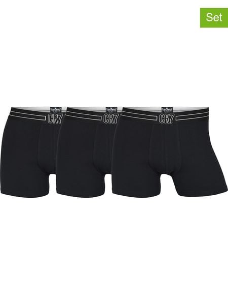 CR7 Bokserki (3 pary) w kolorze czarnym rozmiar: XL. Czarne bokserki CR7, xl, bez wzorów, z bawełny. Za 78.66 zł.