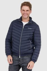 ARMANI EXCHANGE Granatowa puchowa kurtka przejściowa. Niebieskie kurtki Armani Exchange, l, bez wzorów, z puchu, bez kaptura. W wyprzedaży za 449.99 zł.