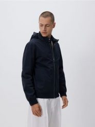 Kurtka z chowanym kapturem - granatowy. Niebieskie kurtki Reserved, l, bez wzorów, z tkaniny. Za 159.99 zł.