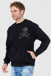 PHILIPP PLEIN Czarna bluza męska ls skull. Czarne bluzy Philipp Plein, l, bez wzorów, bez kaptura. W wyprzedaży za 1,499.99 zł.