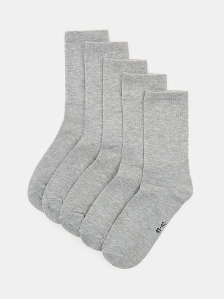 Długie skarpetki OEKO-TEX 5 pack - szary. Szare skarpety Sinsay, bez wzorów. Za 19.99 zł.