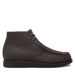 Trzewiki Calvin Klein. Brązowe botki sznurowane CALVIN KLEIN, bez wzorów, bez obcasa, bez zapięcia. Za 799.99 zł.