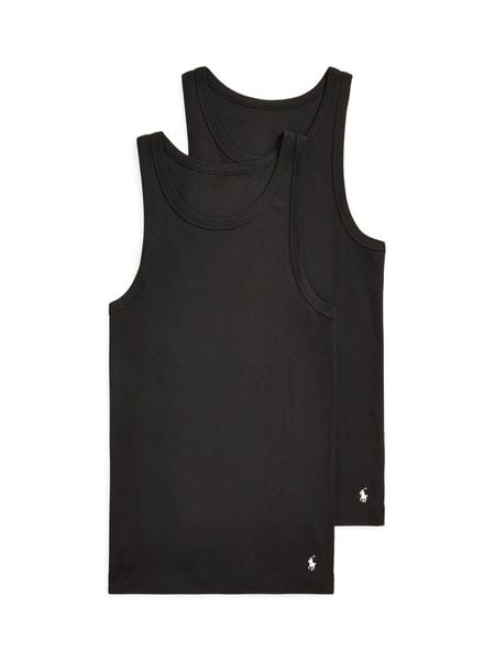 Polo Ralph Lauren Komplet tank topów 714959333001 Czarny Slim Fit. Czarne koszulki polo Polo Ralph Lauren, l, bez wzorów, z bawełny, bez kołnierzyka, bez ramiączek. Za 219.99 zł.