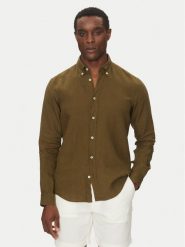 BOSS Koszula 50520283 Zielony Slim Fit. Zielone koszule Boss, m, bez wzorów, ze lnu, bez kołnierzyka, bez ramiączek. Za 379.99 zł.