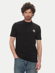 KARL LAGERFELD Polo 745023 552224 Czarny Regular Fit. Czarne koszulki polo KARL LAGERFELD, m, bez wzorów, z bawełny, bez kołnierzyka, bez ramiączek. Za 389.99 zł.