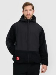 4F Polar sherpa loose z kapturem męski - czarny S. Czarne bluzy z polaru 4F, m, bez wzorów, z materiału, z kapturem. Za 299.99 zł.