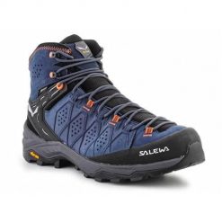 Buty trekkingowe męskie Salewa MS Alp Trainer 2 Mid Gtx. Czarne buty trekkingowe Salewa, bez wzorów, z materiału, za kostkę, bez zapięcia, trekkingowe. Za 858.99 zł.