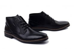 RIEKER 33207-00 black, trzewiki męskie. Czarne botki sznurowane Rieker, na zimę, bez wzorów, bez obcasa, bez zapięcia. Za 419.90 zł.