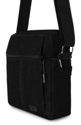 Męska Torebka Na Ramię - (Listonoszka) - Pako Jeans - Czarna. Czarne torby na ramię Pako Jeans, bez wzorów, z jeansu, na ramię, małe, bez dodatków. Za 49.99 zł.