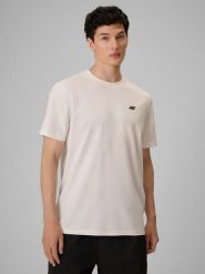 4F T-shirt relaxed z nadrukiem męski - biały L. Białe t-shirty 4F, l, bez wzorów, z bawełny, bez kołnierzyka, bez ramiączek. Za 79.99 zł.