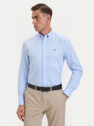 Tommy Hilfiger Koszula Flex Dobby MW0MW44570 Niebieski jasny Slim Fit. Niebieskie koszule Tommy Hilfiger, m, bez wzorów, z bawełny, bez kołnierzyka, bez ramiączek. Za 369.99 zł.