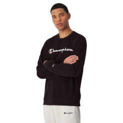 Męska Bluza Z Okrągłym Dekoltem. Czarne bluzy z kapturem Champion, m, z aplikacjami, z bawełny, z kapturem. Za 328.99 zł.