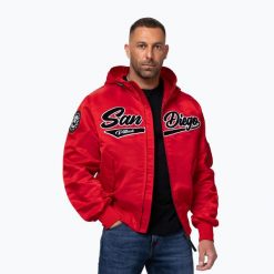 Kurtka męska Pitbull Aero Flight Hooded. Czerwone kurtki PITBULL, l, bez wzorów, z materiału, bez kaptura. Za 389.99 zł.