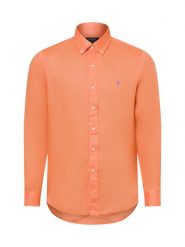 Polo Ralph Lauren koszula lniana na co dzień Mężczyźni Modern Fit len pomarańczowy, M. Brązowe koszule Polo Ralph Lauren, m, bez wzorów, ze lnu, bez kołnierzyka, bez ramiączek. Za 649.95 zł.