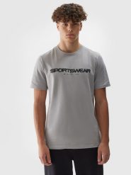 4F T-shirt regular z nadrukiem męski - szary XXL. Szare t-shirty 4F, m, bez wzorów, z bawełny, bez kołnierzyka, bez ramiączek. W wyprzedaży za 29.99 zł.