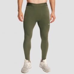 Legginsy męskie sporty walki slim oliwkowoszare Combat. Szare odzież kompresyjna GYMBEAM, l, bez wzorów, z elastanu, na fitness i siłownię. Za 127.90 zł.