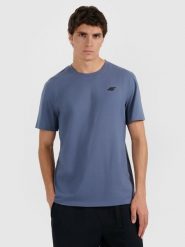 4F T-shirt regular gładki męski - granatowy M. Niebieskie t-shirty 4F, m, bez wzorów, bez kołnierzyka, bez ramiączek. Za 49.99 zł.