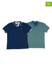 The Time of Bocha Koszulki polo (2 szt.) w kolorze granatowym i turkusowym rozmiar: M. Niebieskie koszulki polo The Time of Bocha, m, bez wzorów, z bawełny, bez kołnierzyka, bez ramiączek. Za 165.99 zł.