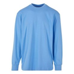 Męska Wysoka Koszulka Z Długim Rękawem. Niebieskie bluzki z długim rękawem Urban Classics, m, bez wzorów, bez kołnierzyka, bez ramiączek. Za 84.99 zł.