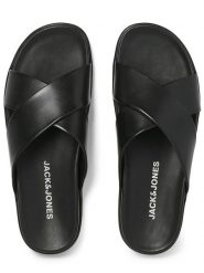 Jack & Jones Skórzane klapki w kolorze czarnym rozmiar: 41. Czarne klapki Jack & Jones. Za 127.35 zł.