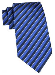 Klasyczny Krawat Klubowy - Alties - Czarno-Niebieski, Drobny Prążek. Niebieskie krawaty i muchy Alties, bez wzorów, z tkaniny. Za 49.00 zł.