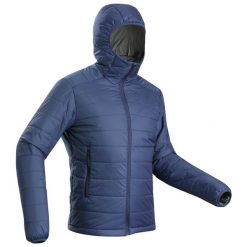 Kurtka trekkingowa męska zimowa Forclaz MT100 kaptur - 5°C. Czarne kurtki FORCLAZ, na zimę, l, bez wzorów, z materiału, bez kaptura. Za 179.99 zł.