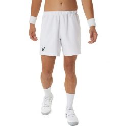 Spodenki sportowe męskie Asics Court 7in Short. Białe krótkie spodenki sportowe ASICS, m, bez wzorów, z materiału. Za 219.00 zł.