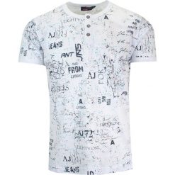 T-Shirt Męski Biały z Nadrukiem, z Guziczkami, U-neck, Koszulka, Krótki Rękaw. Białe bluzki z długim rękawem New Antracid, m, bez wzorów, z bawełny, bez kołnierzyka, bez ramiączek. Za 119.00 zł.