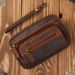 Saszetka męska brązowa skórzana do ręki vintage Paolo Peruzzi T-130-HBR. Brązowe torby na ramię bez wzorów, ze skóry, do ręki, bez dodatków. Za 129.00 zł.