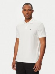 Calvin Klein Polo LV040EM269 Biały Regular Fit. Białe koszulki polo sportowe CALVIN KLEIN, l, bez wzorów, z bawełny, bez kołnierzyka, bez ramiączek. Za 289.99 zł.