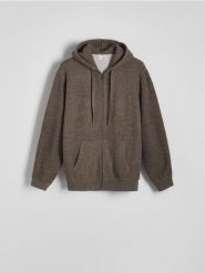 Rozpinana bluza z kapturem - brązowy. Brązowe bluzy z kapturem Reserved, l, bez wzorów, z dzianiny, z kapturem. W wyprzedaży za 79.99 zł.