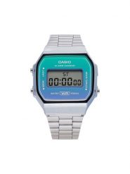 Casio Zegarek Vintage A168WER-2AEF Srebrny. Szare, cyfrowe zegarki Casio, srebrne. Za 219.99 zł.