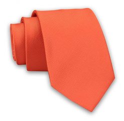 Pomarańczowy Elegancki Klasyczny Męski Krawat -Angelo di Monti- 7 cm, w Delikatne Prążki. Brązowe krawaty i muchy Angelo di Monti, bez wzorów, z tkaniny. Za 45.00 zł.