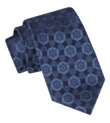 Męski Krawat - Alties - Granatowy w Figury Geometryczny. Niebieskie krawaty i muchy Alties, bez wzorów, z tkaniny. Za 49.00 zł.