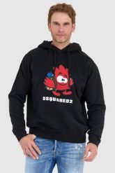 DSQUARED2 Czarna bluza męska leaf buddy z kapturem. Czarne bluzy Dsquared2, l, bez wzorów, z kapturem. W wyprzedaży za 1,199.99 zł.